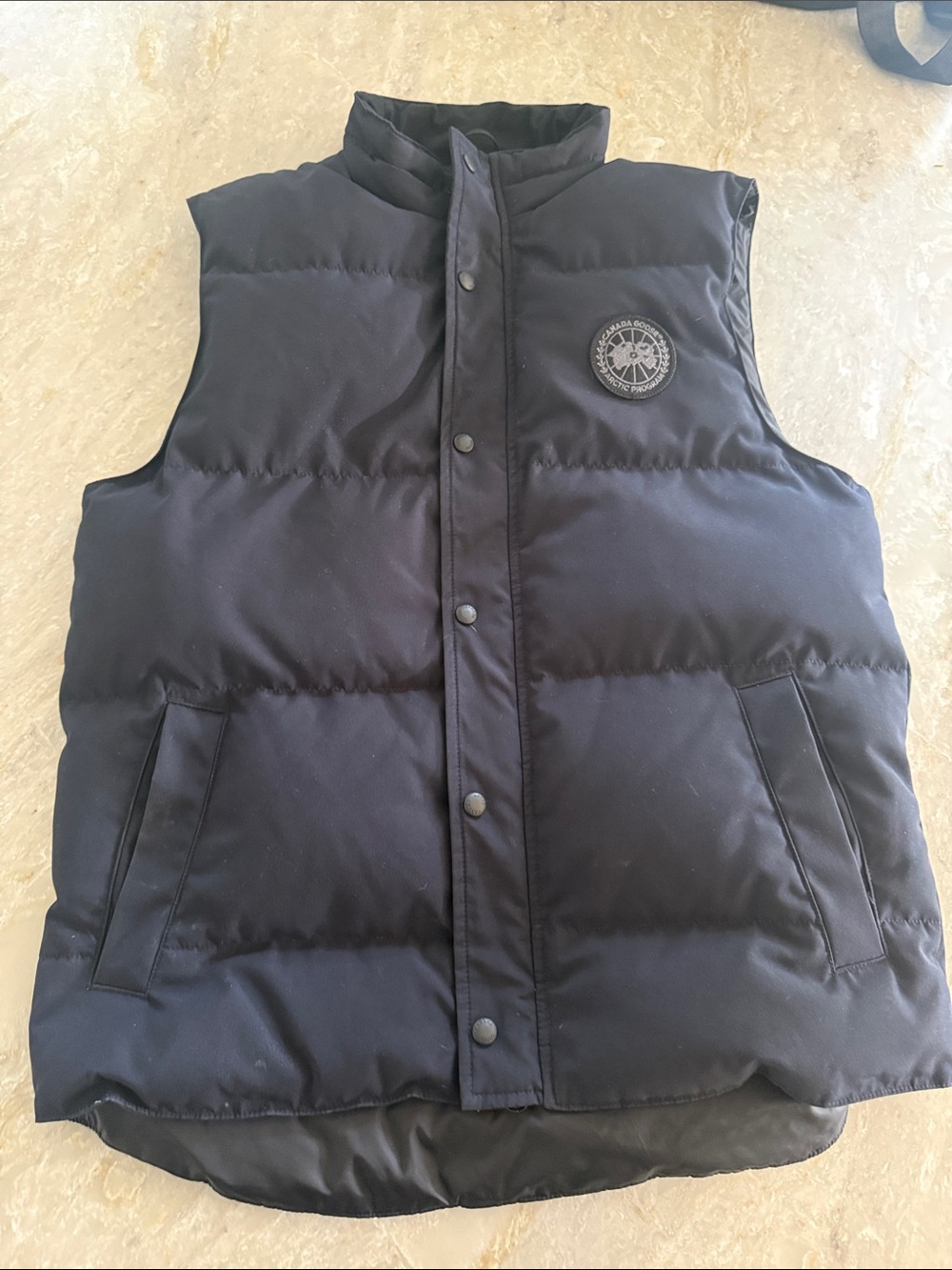 Canada Goose Black Quilted Down Vest with Dark Logo Patch